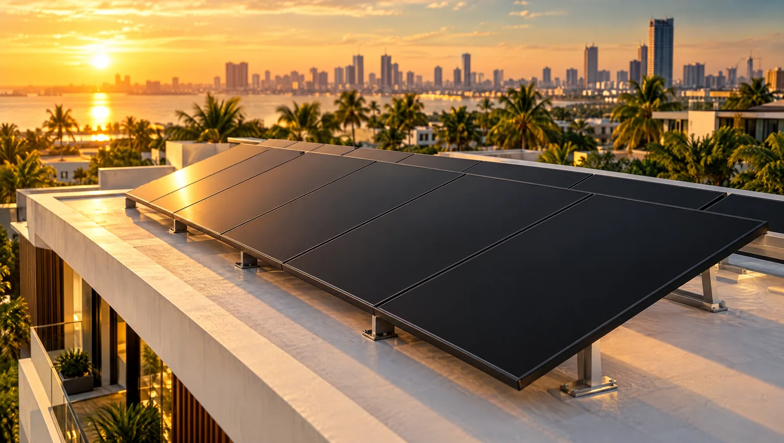 Sleek all-black Taekmo panels on a Lekki rooftop