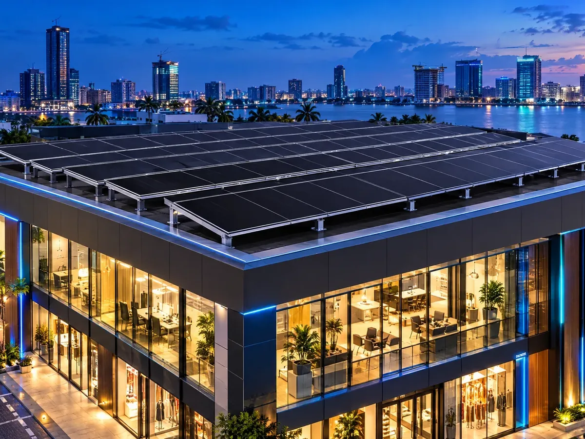Taekmo 650W panels on an office rooftop