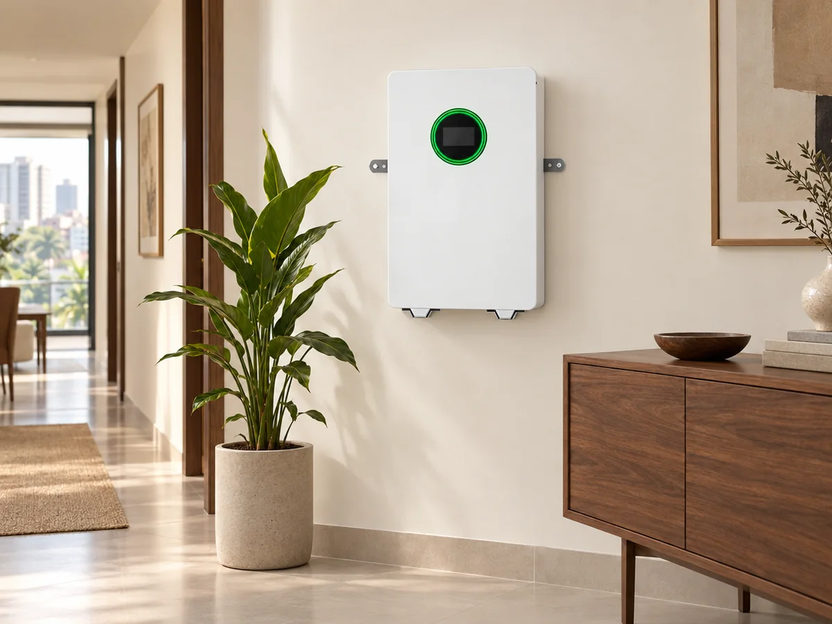 TURSAN wall-mounted lithium battery in a Nigerian home hallway