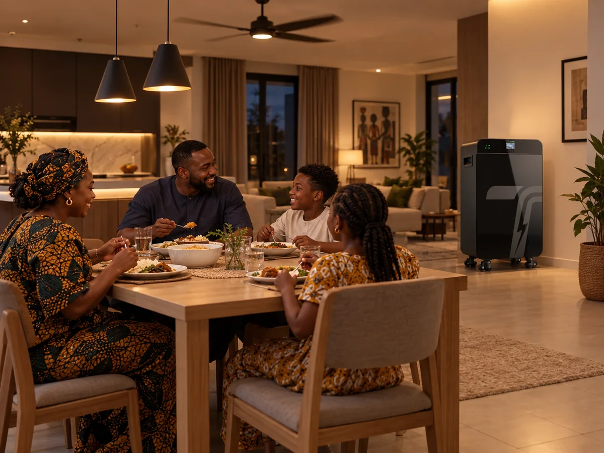 Family dinner at home with the TURSAN JC-YT-5K standing in the background