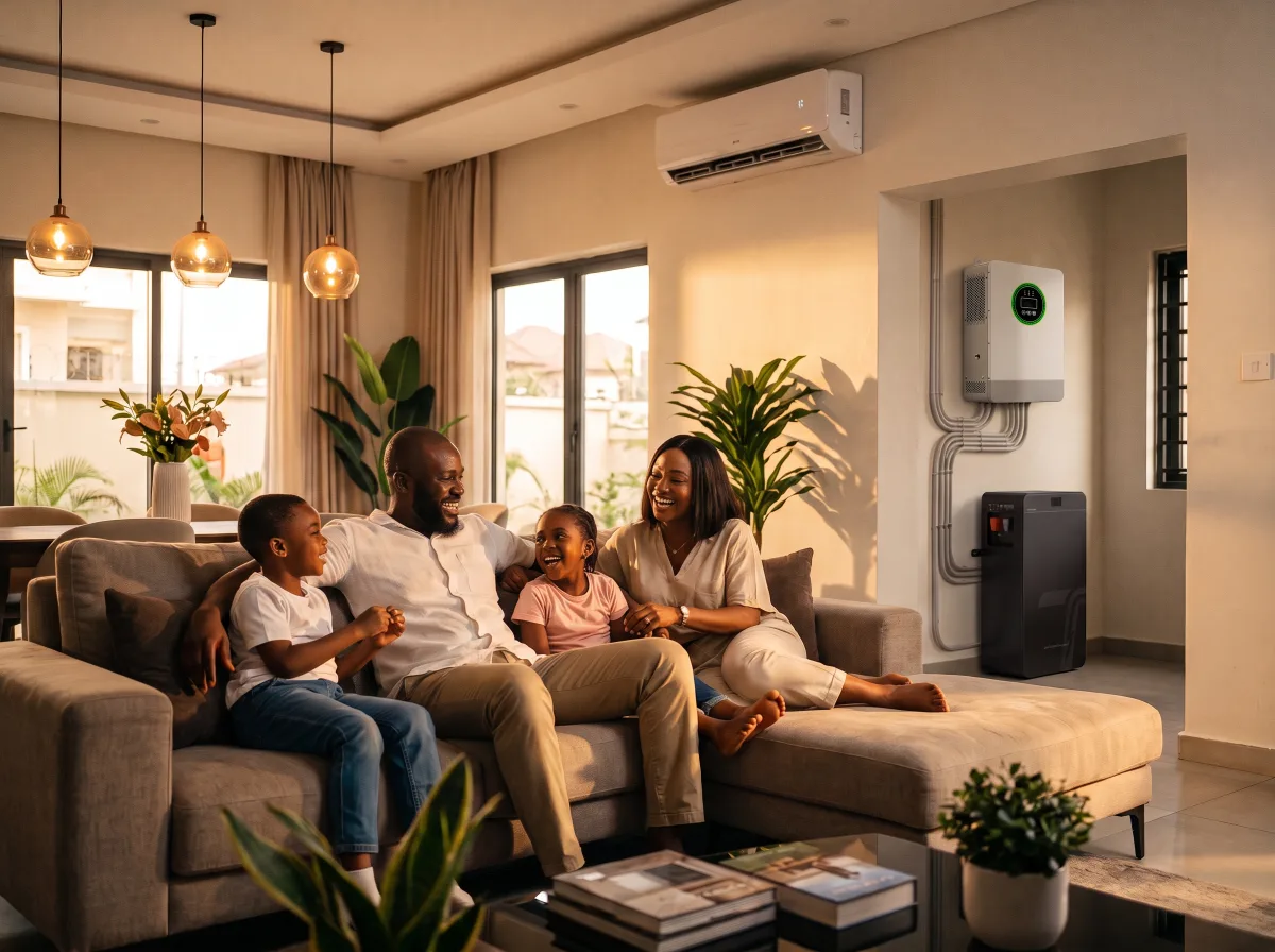 Family relaxing with air conditioning on, TURSAN TSA-LFP48-320 in the utility room
