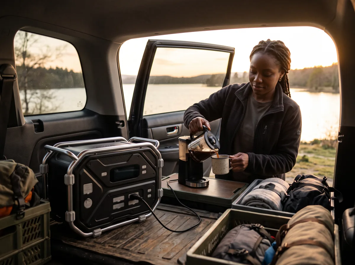 Coffee by the lake with the TURSAN YC 2400 Classic in an SUV boot