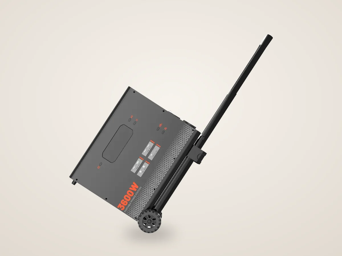 TURSAN YC 3600 tilted on its wheels with telescopic trolley handle extended