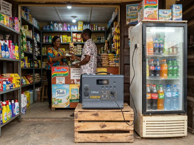 Lagos shop refrigerator running on backup power